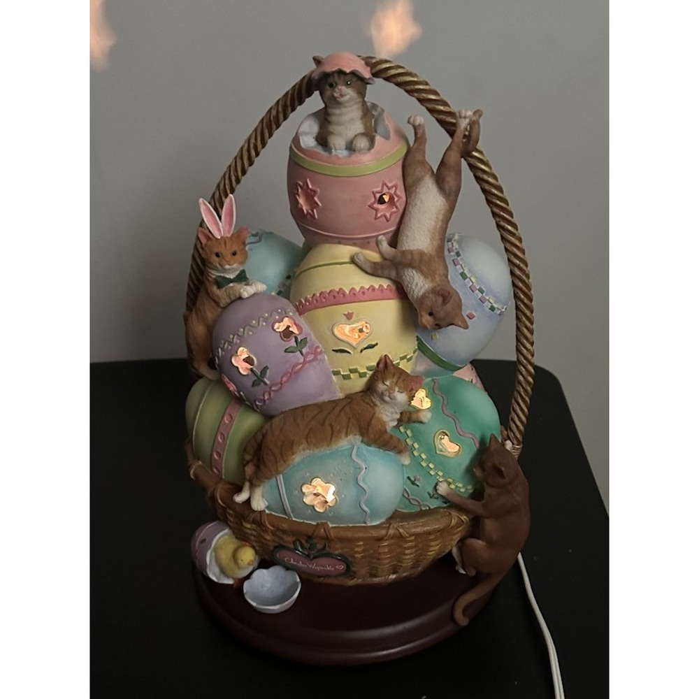 Charles Wysocki Holiday Cats of Light Egg-stra Special Easter Sculpture NO LIGHT